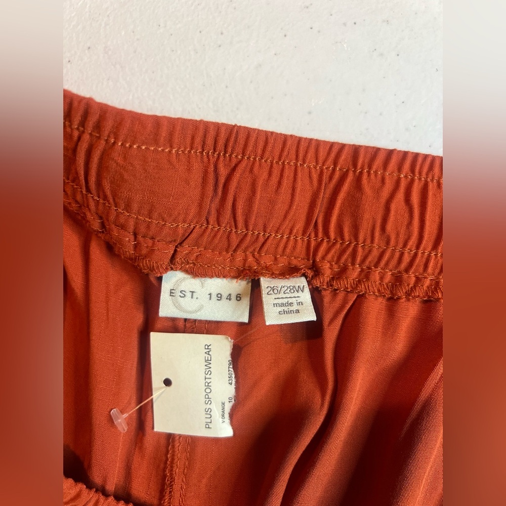 Bohemian Flowy Wide Leg Pants Rust Orange Women’s Size 26-28 Lace Hem pockets - Picture 8 of 12